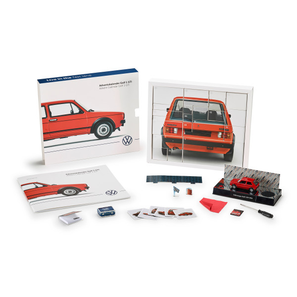 Original VW Adventskalender Golf 1 GTI Kalender Modellauto 1:43 rot Weihnachtskalender 1H2087710