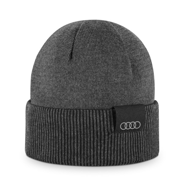 Original Audi Wende-Strickmütze Beanie Mütze schwarz/grau 3132402100