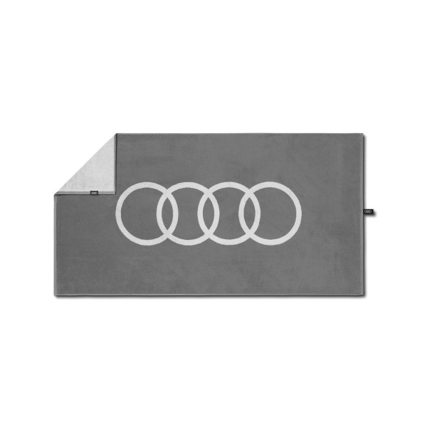 Original Audi Handtuch Badetuch Ringe Logo 50x100cm Badehandtuch Strandtuch grau 3132501300