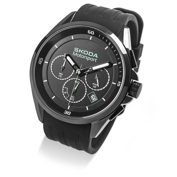 Original Skoda Chronograph Motorsport Armbanduhr schwarz 000050800AD