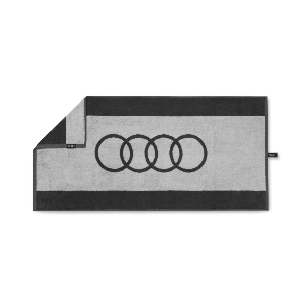 Original Audi Handtuch Ringe Logo 50x100cm Badetuch Badehandtuch Strandtuch grau 3132301700
