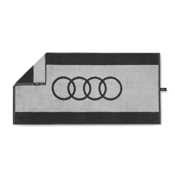 Original Audi Handtuch Ringe Logo 80x150cm Badetuch Badehandtuch Strandtuch grau 3132301800