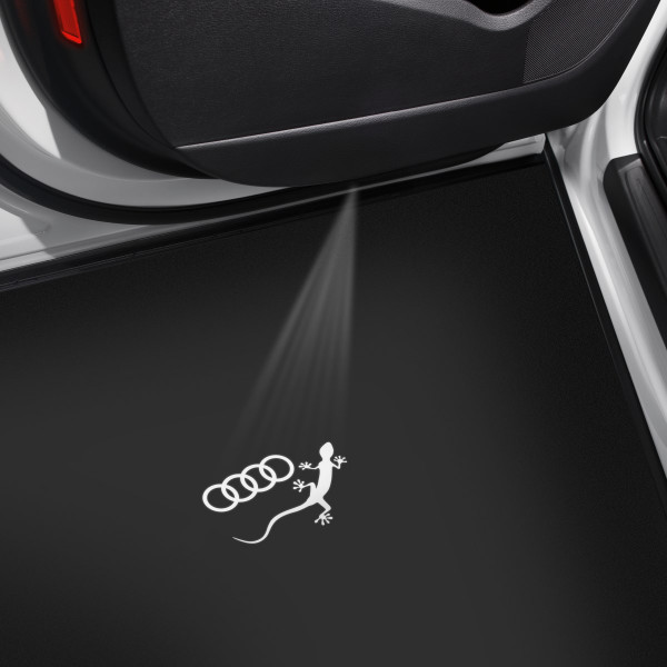 LED Einstiegsleuchten Original Audi Einstiegsbeleuchtung "Audi Ringe mit Gecko" Projektor 4G0052133K