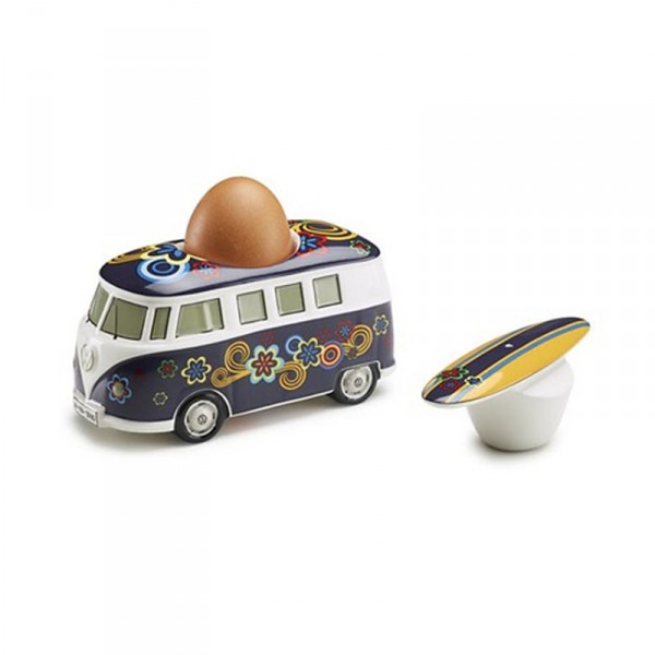 Original VW T1 Bulli Eierbecher Blumendesign Flower Power Bus Salzstreuer