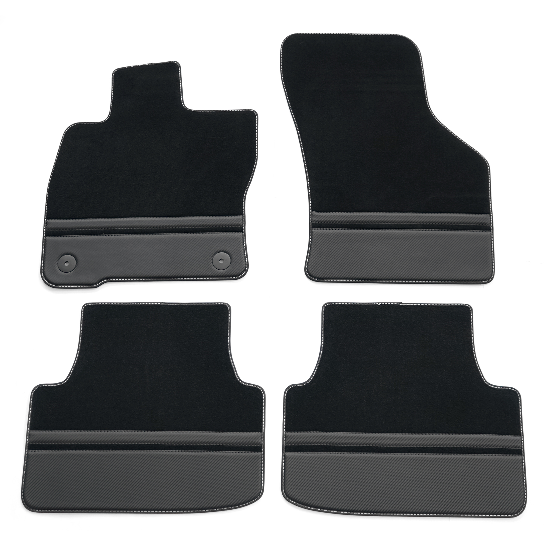 kfz-premiumteile24 KFZ-Ersatzteile und Fußmatten Shop, Fußmatten passend  für Seat Leon 5F Leon ST ab 2012 Velours Premium Qualität Autoteppich  schwarz/silber