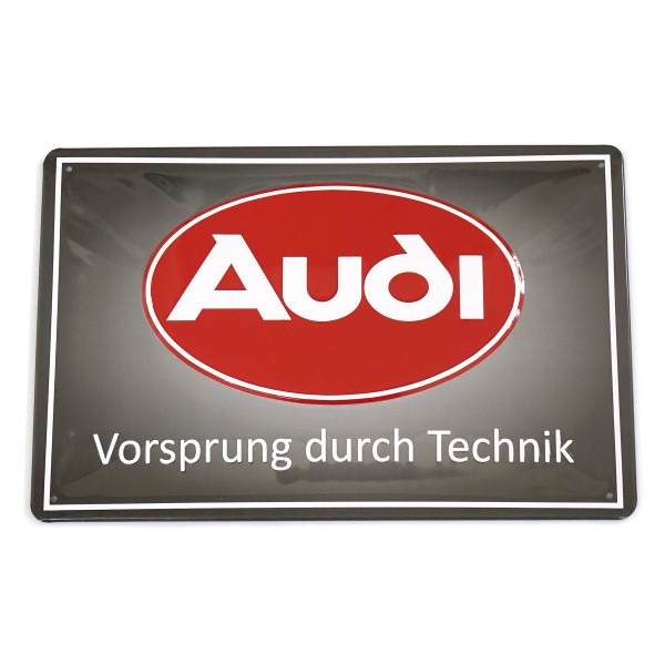 Audi Blechschild Logo Audi Pflaume oval 3D Prägung Stahlblech Schild A8-8982