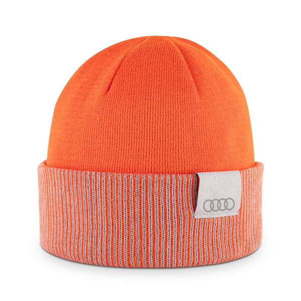 Original Audi Wende-Strickmütze Beanie Mütze orange/grau 3132402110