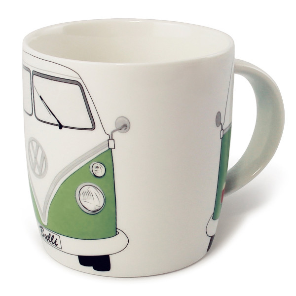 VW T1 Bus Tasse Becher 370ml Kaffeetasse Kaffeebecher Bulli weiß/grün BUTA09