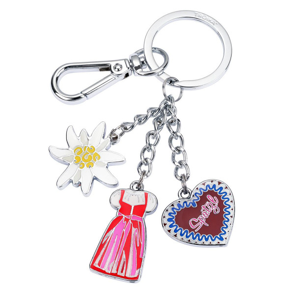 Schlüsselanhänger DIRNDL OKTOBERFEST Karabiner Dirndl Edelweiß Lebkuchenherz Keyring KR24-73