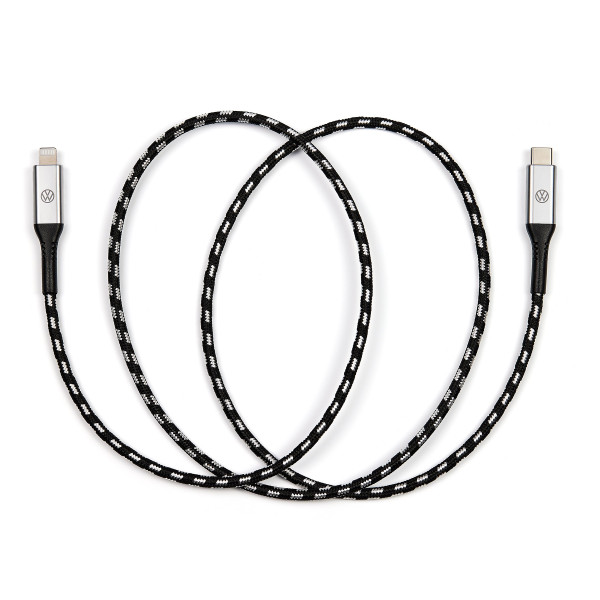 Original VW Anschlusskabel USB-C auf Apple Lightning Premium Ladekabel beleuchtet 100cm 000051446CC