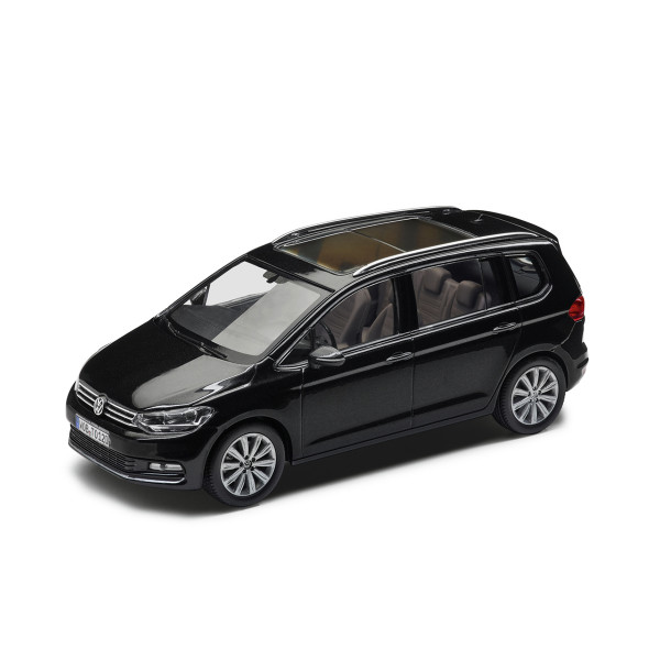 Original VW Modellauto Touran II (5T) 1:43 Deep Black Perleffect Miniatur Modell schwarz