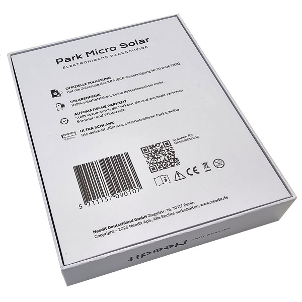 Needit Park Micro Solar elektronische Parkscheibe Digitale Parkuhr schwarz 9010